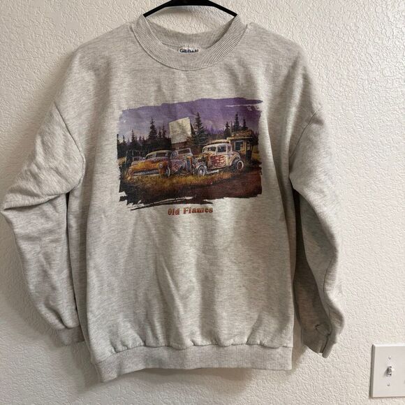 Vintage “Old Flames” Car Graphic Sweatshirt - Size Large - Picture 1 of 5